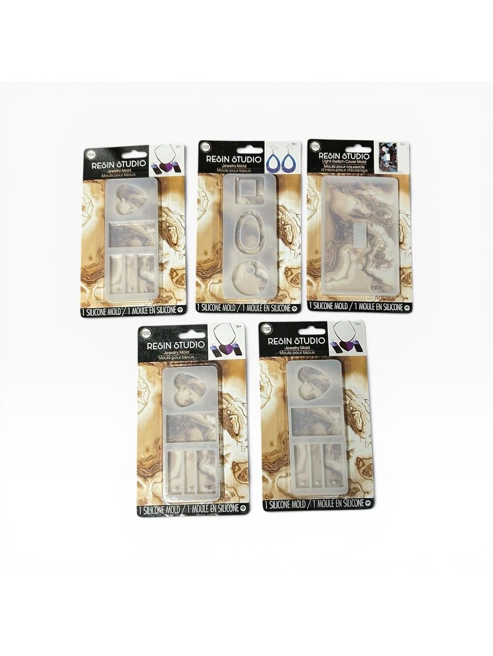 Resin Studio Jewelry Silicone Mold Bundle of 5 New Sealed Craft Making Supplies